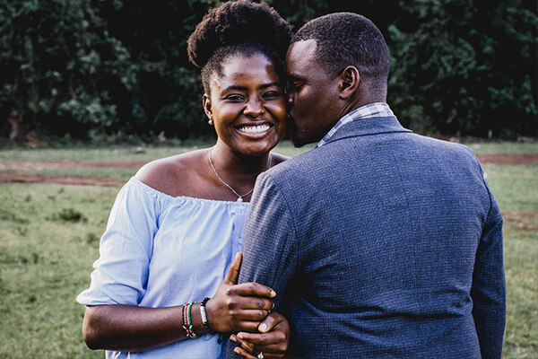 woman smiling with man